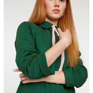 ban.do Green Jacket with Pink Ribbon Tie
